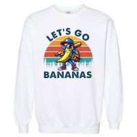 Lets Go Bananas Baseball Player Retro Sunset Garment-Dyed Sweatshirt