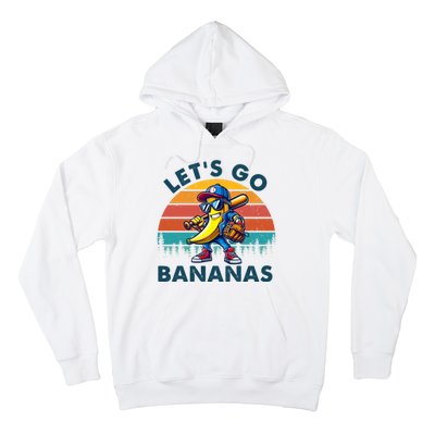 Lets Go Bananas Baseball Player Retro Sunset Hoodie