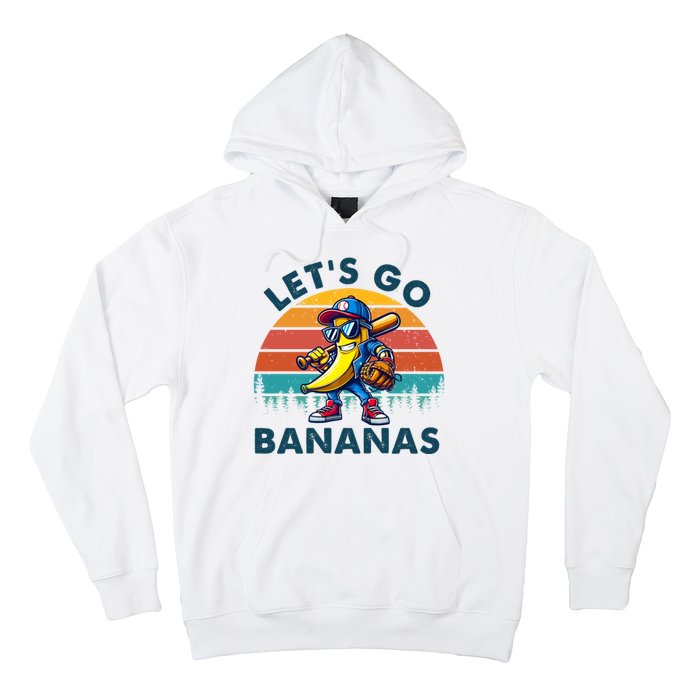 Lets Go Bananas Baseball Player Retro Sunset Hoodie