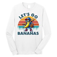 Lets Go Bananas Baseball Player Retro Sunset Long Sleeve Shirt