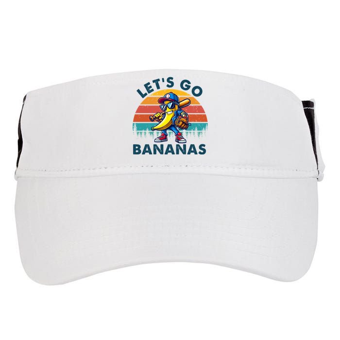 Lets Go Bananas Baseball Player Retro Sunset Adult Drive Performance Visor