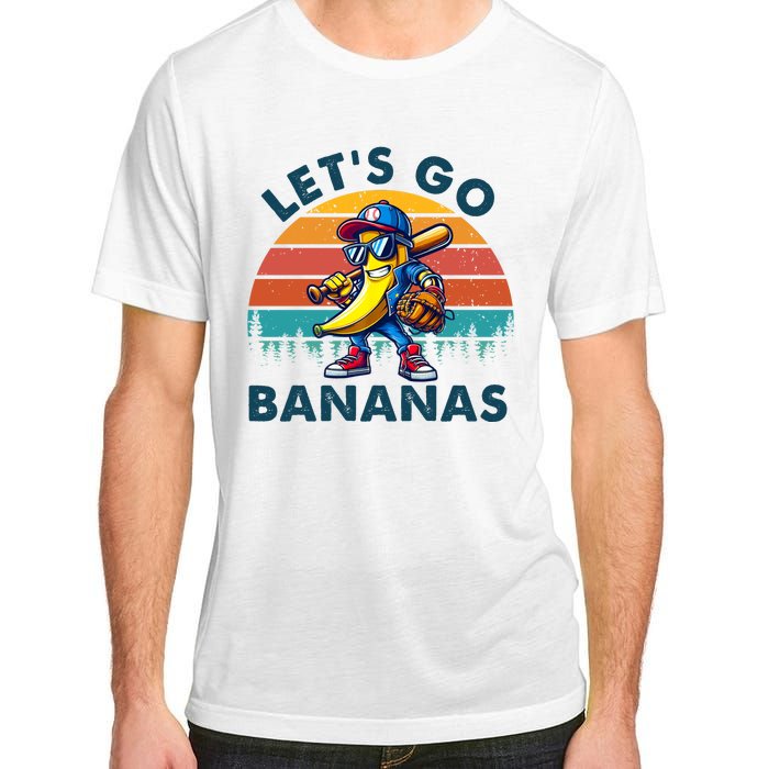 Lets Go Bananas Baseball Player Retro Sunset Adult ChromaSoft Performance T-Shirt