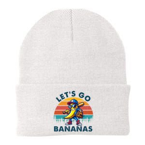 Lets Go Bananas Baseball Player Retro Sunset Knit Cap Winter Beanie