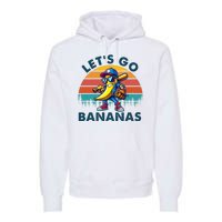 Lets Go Bananas Baseball Player Retro Sunset Premium Hoodie