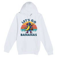 Lets Go Bananas Baseball Player Retro Sunset Premium Pullover Hoodie