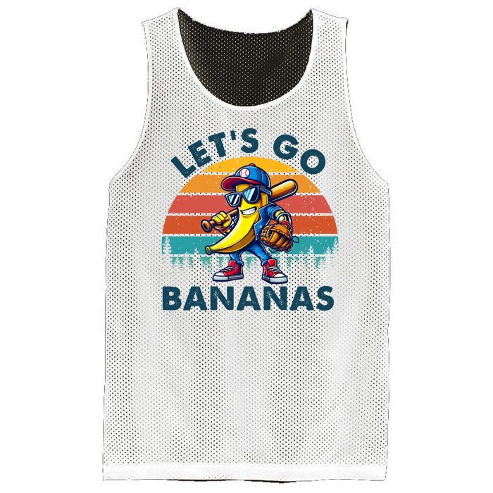 Lets Go Bananas Baseball Player Retro Sunset Mesh Reversible Basketball Jersey Tank