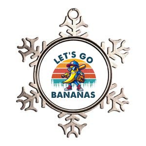 Lets Go Bananas Baseball Player Retro Sunset Metallic Star Ornament