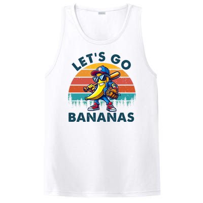 Lets Go Bananas Baseball Player Retro Sunset PosiCharge Competitor Tank