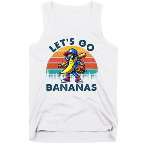 Lets Go Bananas Baseball Player Retro Sunset Tank Top