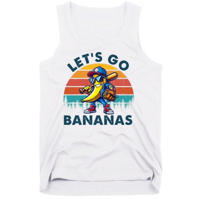 Lets Go Bananas Baseball Player Retro Sunset Tank Top