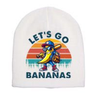 Lets Go Bananas Baseball Player Retro Sunset Short Acrylic Beanie