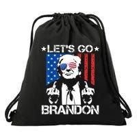 Let's Go Brandon Trump Middle Finger Flag Drawstring Bag