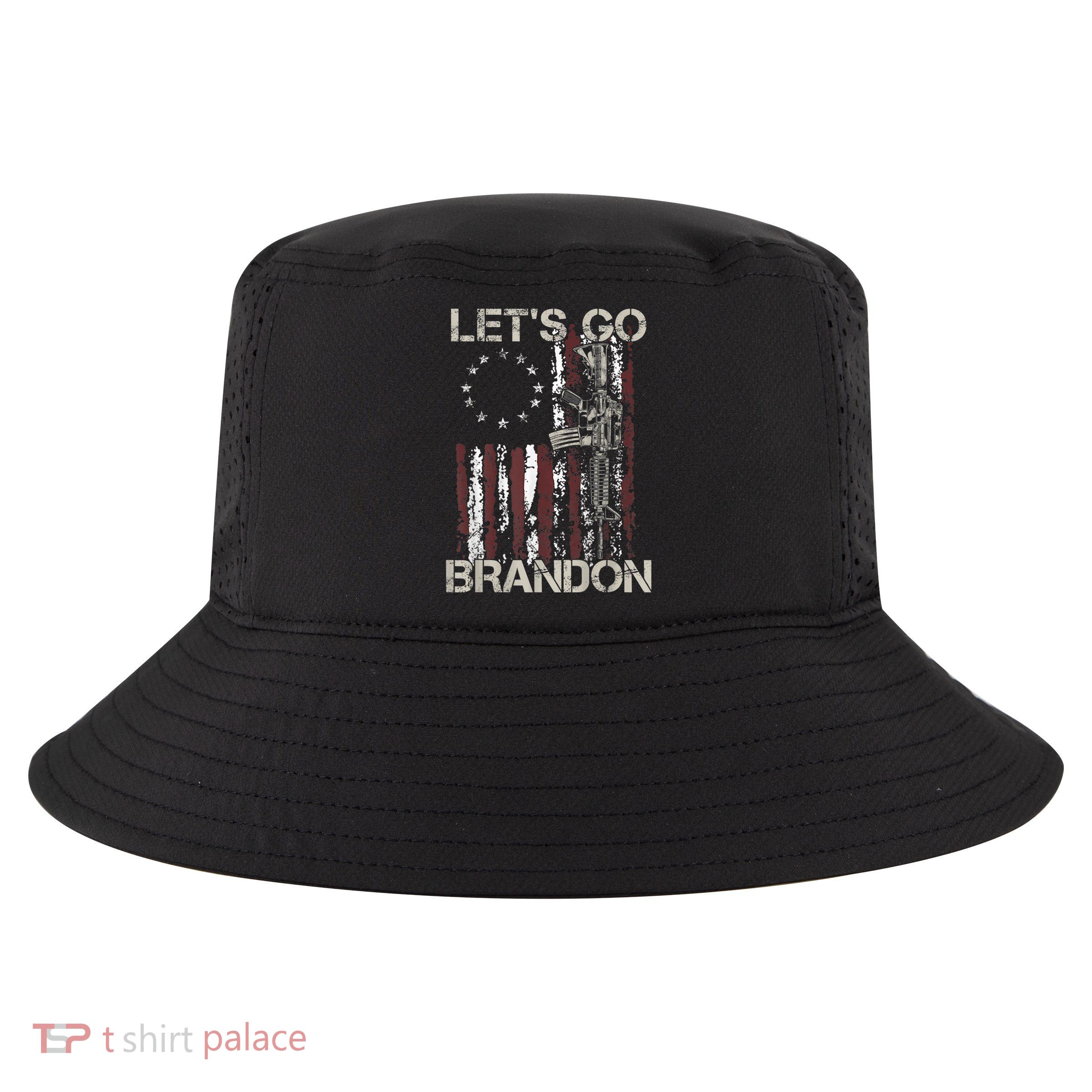 Lets Go Brandon Gun American Flag Patriots Let's Go Brandon Cool Comfort Performance Bucket Hat