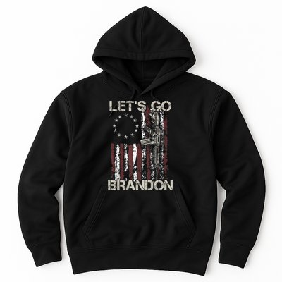 Lets Go Brandon Gun American Flag Patriots Let's Go Brandon Hoodie