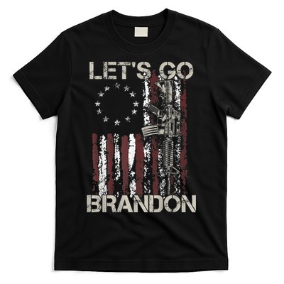 Lets Go Brandon Gun American Flag Patriots Let's Go Brandon T-Shirt