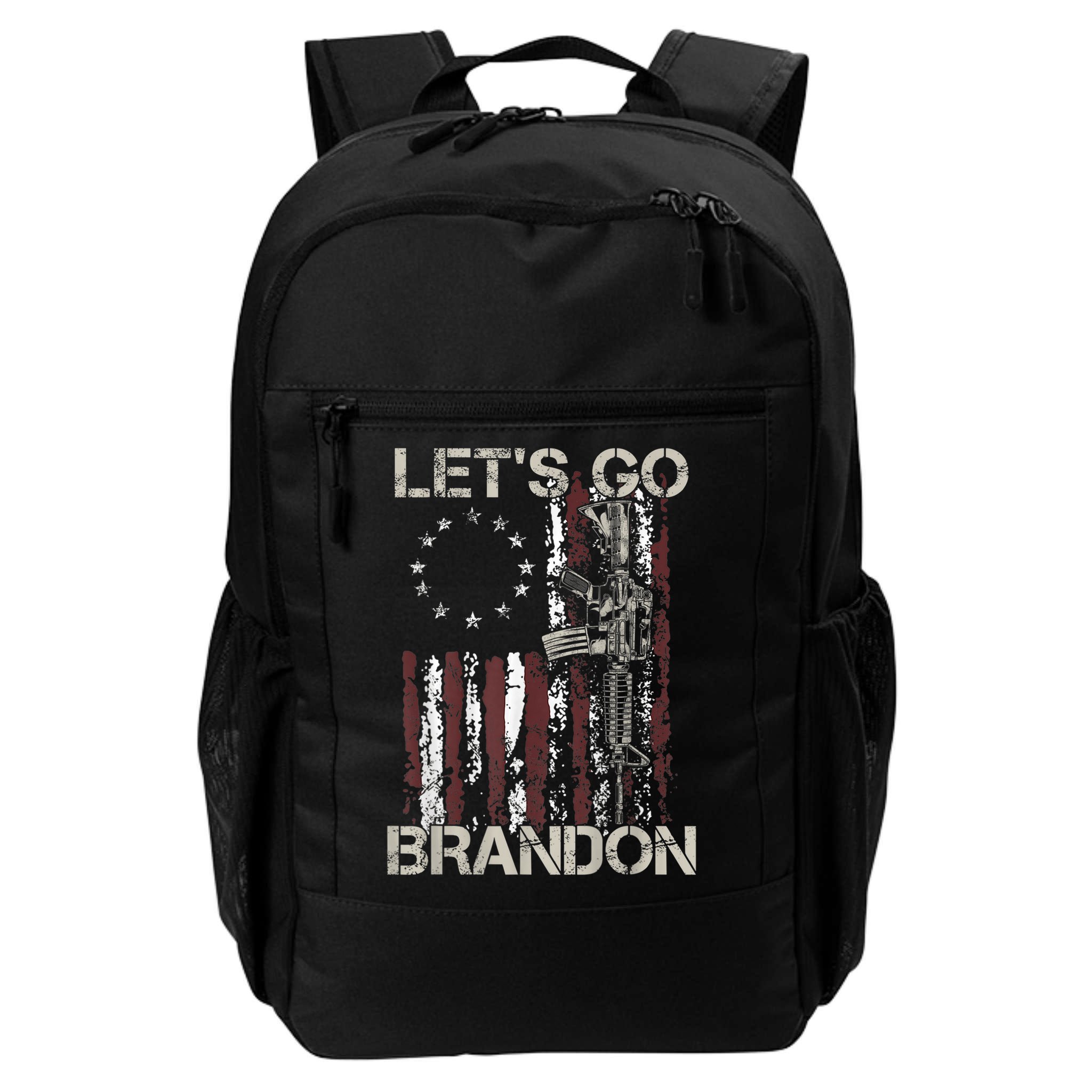 Lets Go Brandon Gun American Flag Patriots Let's Go Brandon Backpack