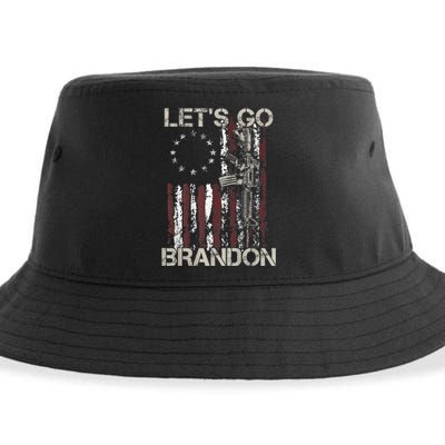 Lets Go Brandon Gun American Flag Patriots Let's Go Brandon Sustainable Bucket Hat