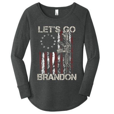 Lets Go Brandon Gun American Flag Patriots Let's Go Brandon Women's Perfect Tri Tunic Long Sleeve Shirt