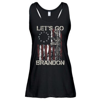 Lets Go Brandon Gun American Flag Patriots Let's Go Brandon Ladies Essential Flowy Tank