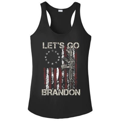 Lets Go Brandon Gun American Flag Patriots Let's Go Brandon Ladies PosiCharge Competitor Racerback Tank