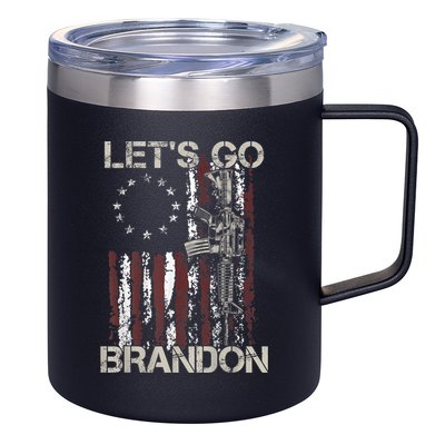 Lets Go Brandon Gun American Flag Patriots Let's Go Brandon 12oz Stainless Steel Coffee Mug