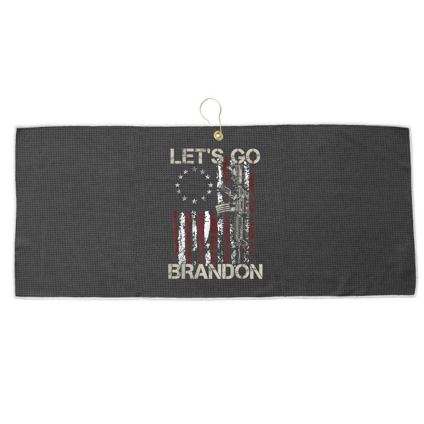 Lets Go Brandon Gun American Flag Patriots Let's Go Brandon Large Microfiber Waffle Golf Towel