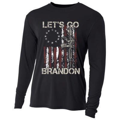 Lets Go Brandon Gun American Flag Patriots Let's Go Brandon Cooling Performance Long Sleeve Crew