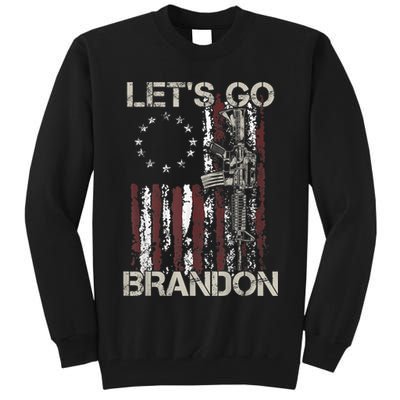 Lets Go Brandon Gun American Flag Patriots Let's Go Brandon Tall Sweatshirt