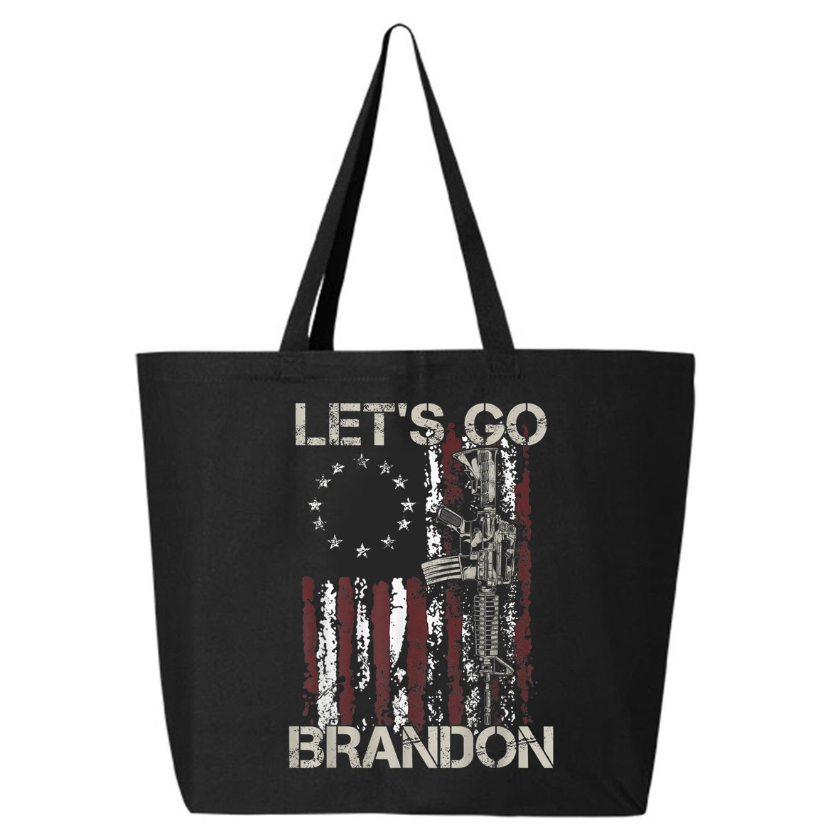 Lets Go Brandon Gun American Flag Patriots Let's Go Brandon 25L Jumbo Tote