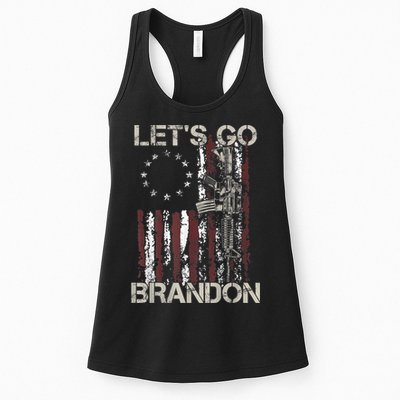 Lets Go Brandon Gun American Flag Patriots Let's Go Brandon Womens Tank Top