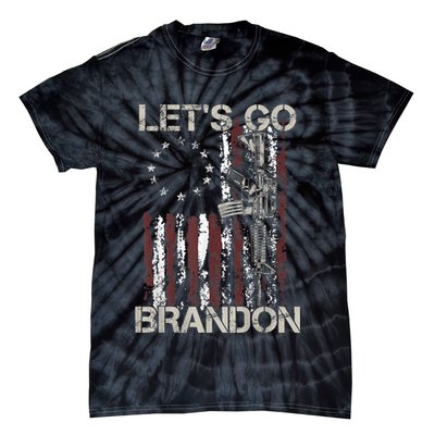 Lets Go Brandon Gun American Flag Patriots Let's Go Brandon Tie-Dye T-Shirt