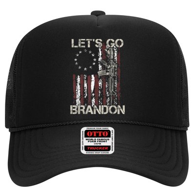 Lets Go Brandon Gun American Flag Patriots Let's Go Brandon Trucker Hat
