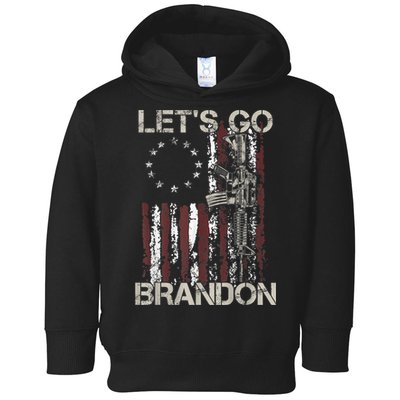 Lets Go Brandon Gun American Flag Patriots Let's Go Brandon Toddler Hoodie