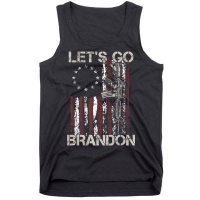 Lets Go Brandon Gun American Flag Patriots Let's Go Brandon Tank Top