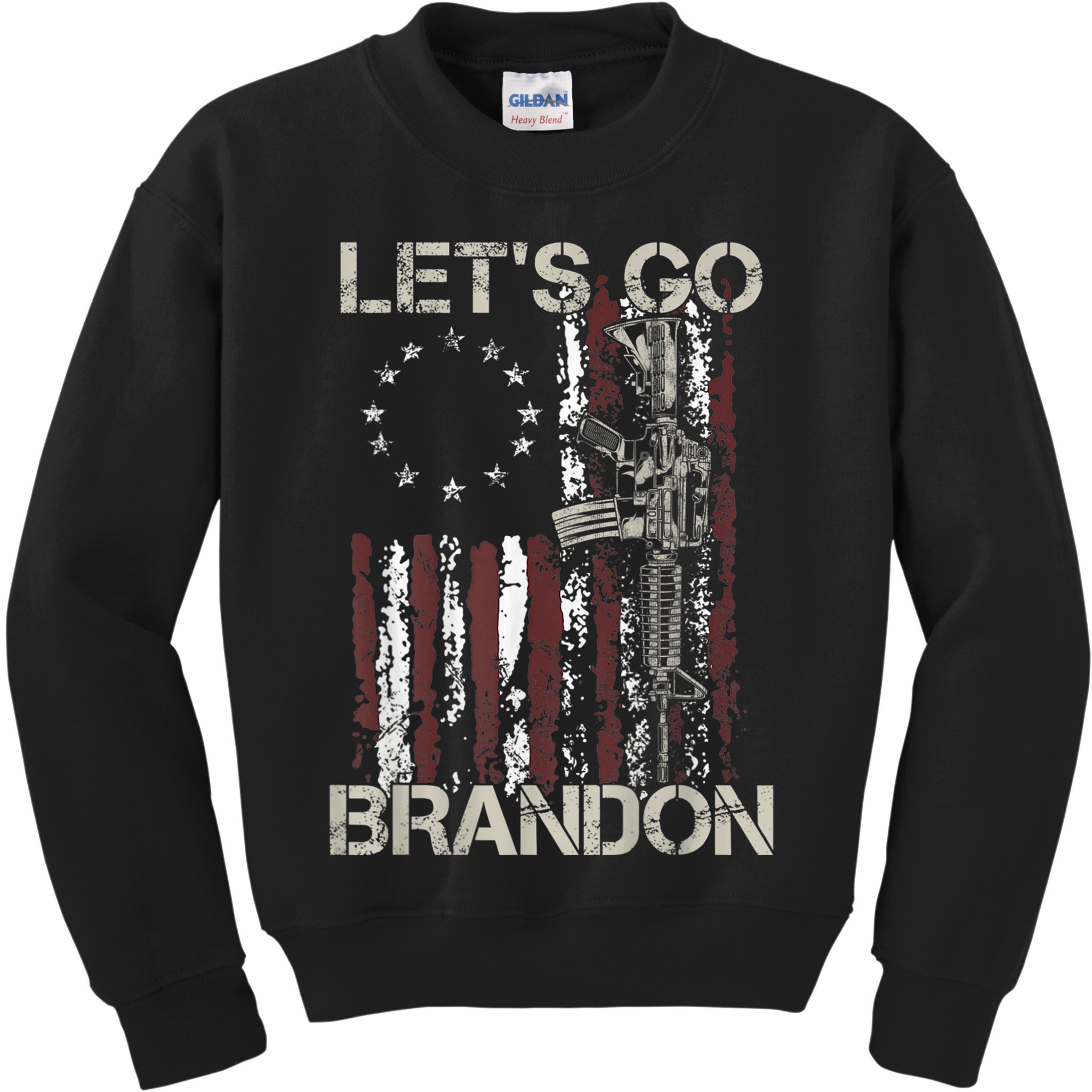 Lets Go Brandon Gun American Flag Patriots Let's Go Brandon Kids Sweatshirt
