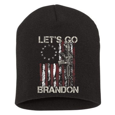 Lets Go Brandon Gun American Flag Patriots Let's Go Brandon Short Acrylic Beanie