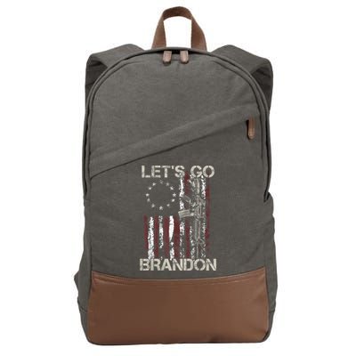 Lets Go Brandon Gun American Flag Patriots Let's Go Brandon Cotton Canvas Backpack