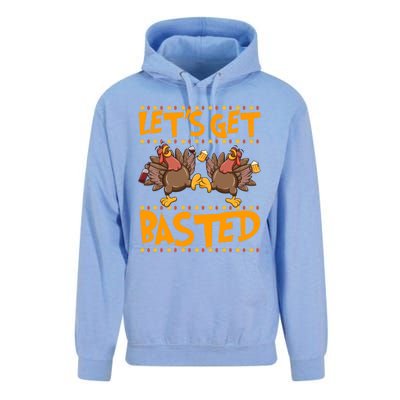 Lets Get Basted Turkeys Ing Wine And Beer Thanksgiving Cool Gift Unisex Surf Hoodie