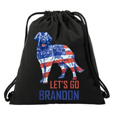 LetS Go Brandon Retro Dog Us Flag Funny Conservative Drawstring Bag