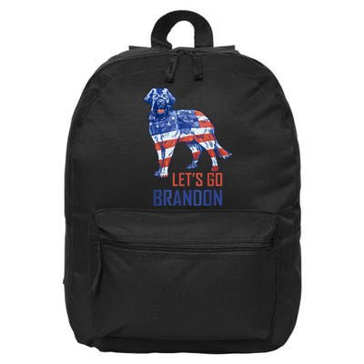 LetS Go Brandon Retro Dog Us Flag Funny Conservative 16 in Basic Backpack