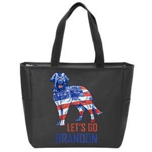 LetS Go Brandon Retro Dog Us Flag Funny Conservative Zip Tote Bag