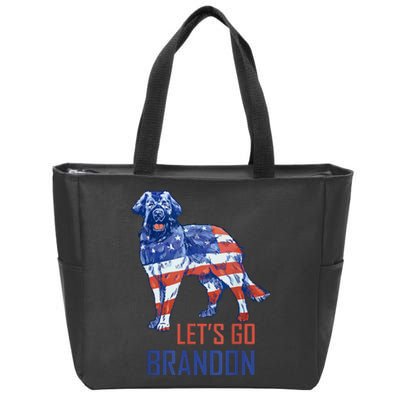 LetS Go Brandon Retro Dog Us Flag Funny Conservative Zip Tote Bag