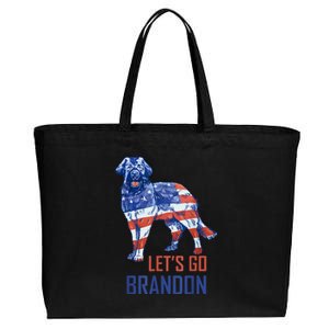 LetS Go Brandon Retro Dog Us Flag Funny Conservative Cotton Canvas Jumbo Tote