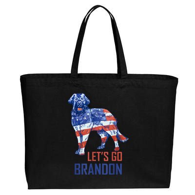 LetS Go Brandon Retro Dog Us Flag Funny Conservative Cotton Canvas Jumbo Tote