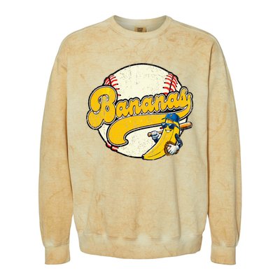 Lets Go Bananas Banana Playing Baseball Baseball Player Colorblast Crewneck Sweatshirt