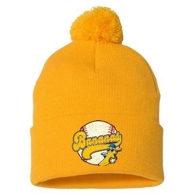 Lets Go Bananas Banana Playing Baseball Baseball Player Pom Pom 12in Knit Beanie