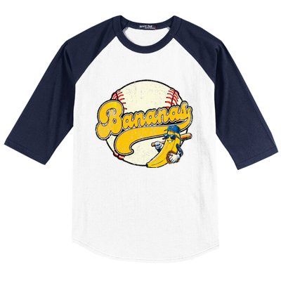 Lets Go Bananas Banana Playing Baseball Baseball Player Baseball Sleeve Shirt