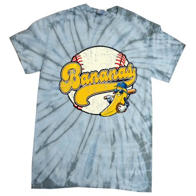 Lets Go Bananas Banana Playing Baseball Baseball Player Tie-Dye T-Shirt