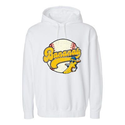 Lets Go Bananas Banana Playing Baseball Baseball Player Garment-Dyed Fleece Hoodie