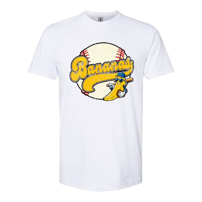 Lets Go Bananas Banana Playing Baseball Baseball Player Softstyle CVC T-Shirt